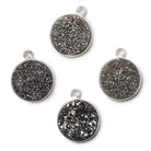 13mm Silver .925 Bezel Metallic Platinum Drusy Coin Pendant 1 piece - Beadsofcambay.com
