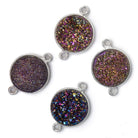 13mm Silver .925 Bezel Mystic Peacock Drusy Drusy Coin Connector 1 piece - Beadsofcambay.com