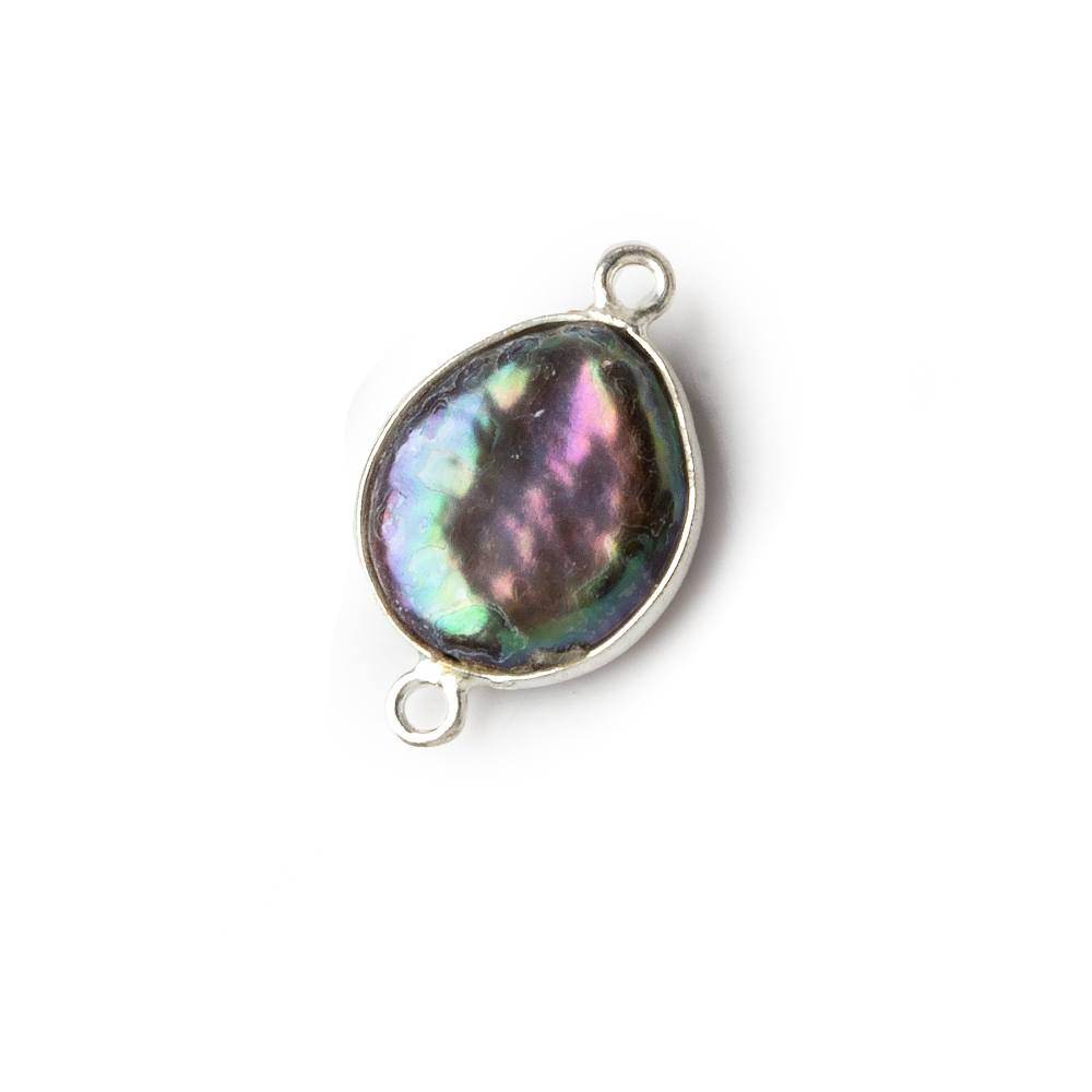 13mm Silver .925 Bezel Peacock Coin Pearl Connector 1 piece - Beadsofcambay.com