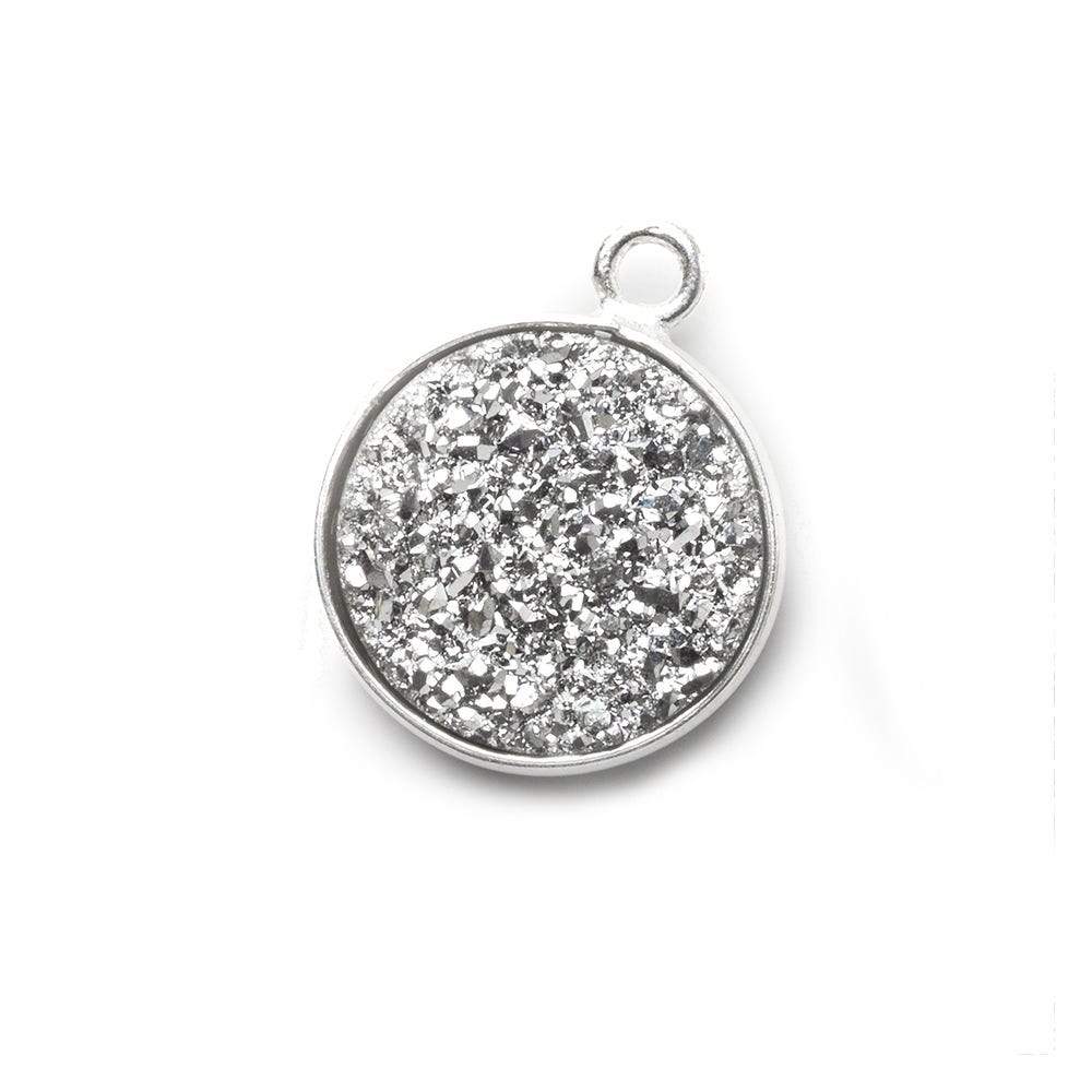 13mm Silver .925 Bezel Silver Drusy Coin Pendant 1 piece - Beadsofcambay.com