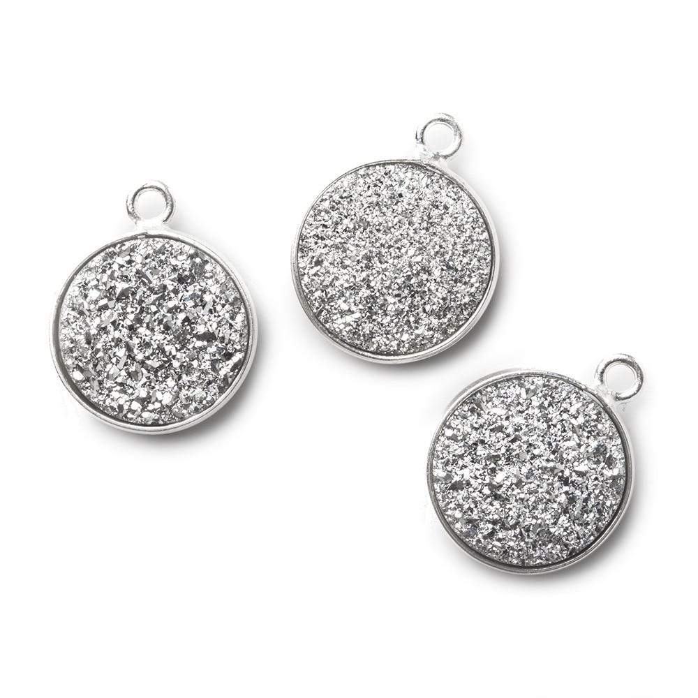 13mm Silver .925 Bezel Silver Drusy Coin Pendant 1 piece - Beadsofcambay.com