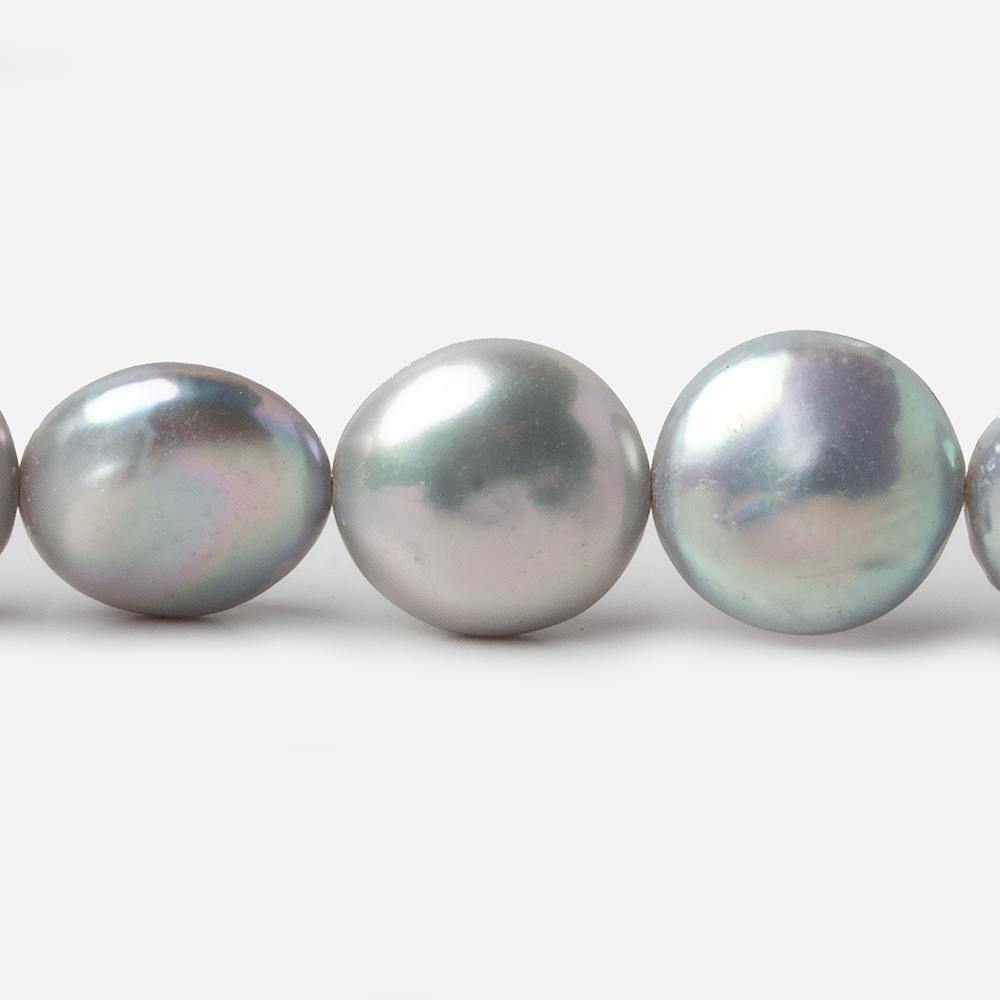 13mm Silver Coin Freshwater Pearls 16 inch 30 pieces A - Beadsofcambay.com