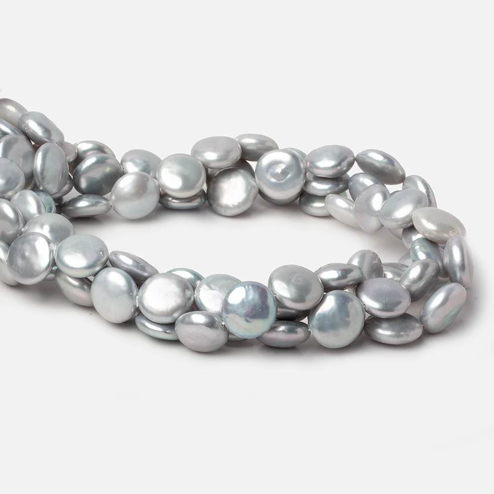 13mm Silver Coin Freshwater Pearls 16 inch 30 pieces A - Beadsofcambay.com