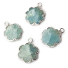 13mm Silver Leafed Milky Aquamarine Faceted Quatrafoil Focal Bead Pendant sold as 1 piece - Beadsofcambay.com
