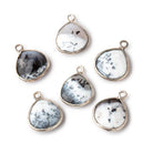 13mm Sterling Silver Bezel Dendritic Opal Faceted Heart Pendant 1 piece - Beadsofcambay.com
