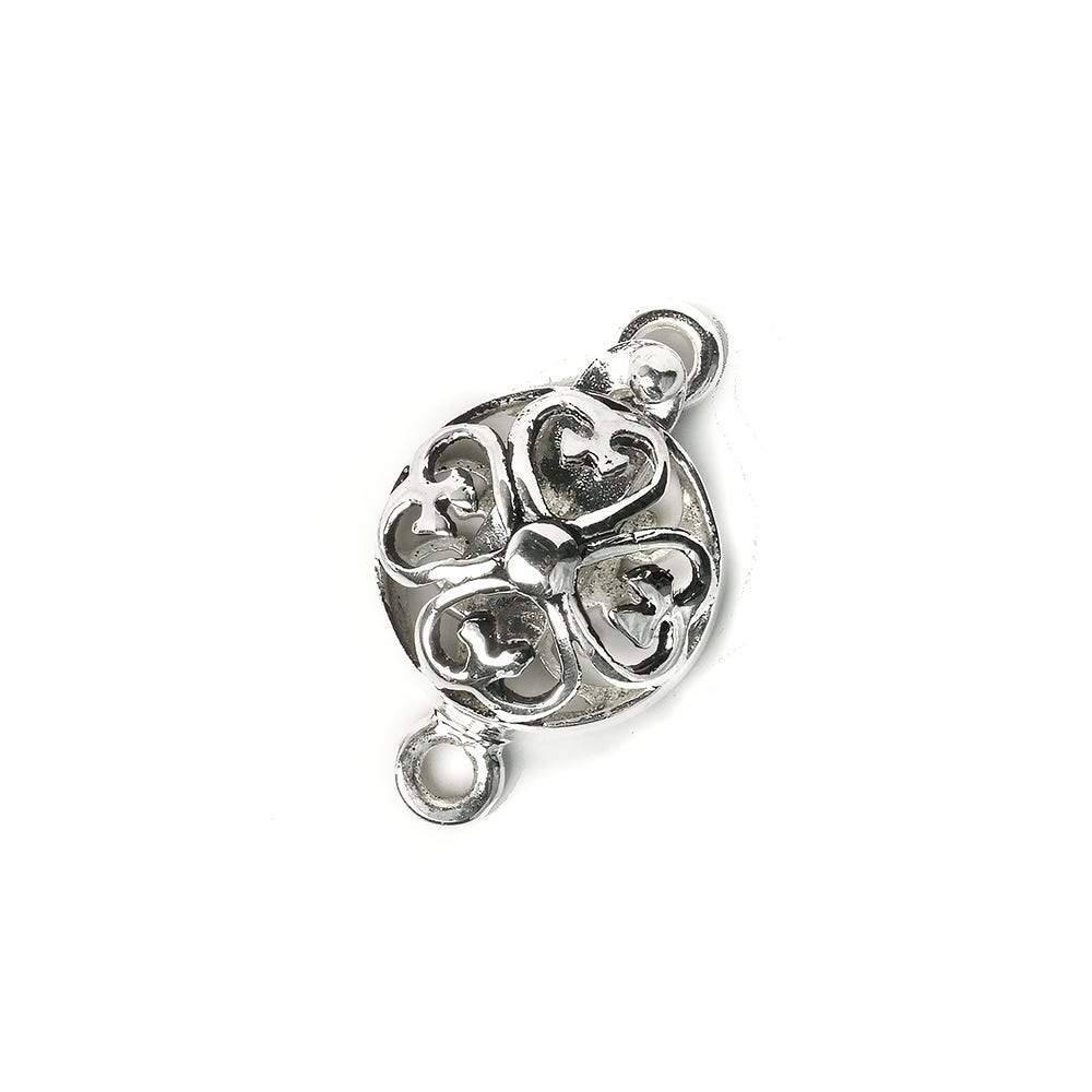 13mm Sterling Silver Box Clasp Heart Clover Coin Design 1 piece - Beadsofcambay.com