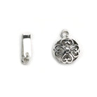 13mm Sterling Silver Box Clasp Heart Clover Coin Design 1 piece - Beadsofcambay.com