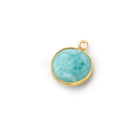 13mm Vermeil Bezel Amazonite Plain Coin Pendant 1 Focal Bead - Beadsofcambay.com