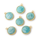 13mm Vermeil Bezel Amazonite Plain Coin Pendant 1 Focal Bead - Beadsofcambay.com