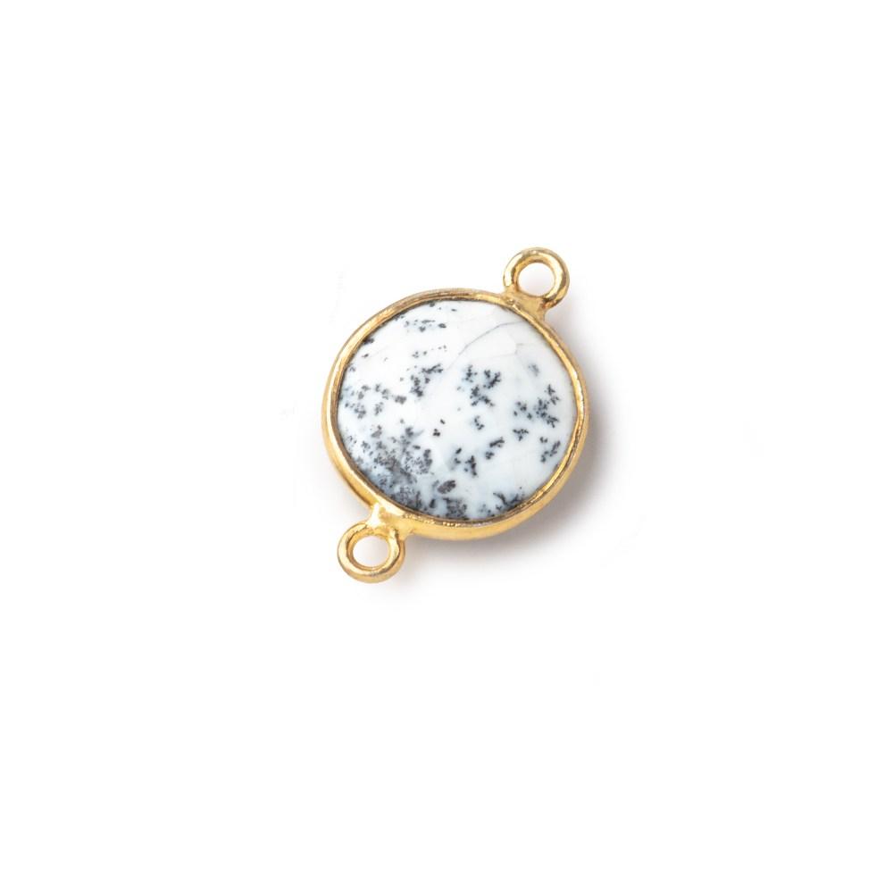 13mm Vermeil Bezel Dendritic Opal Faceted Coin Connector 1 piece - Beadsofcambay.com