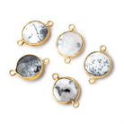 13mm Vermeil Bezel Dendritic Opal Faceted Coin Connector 1 piece - Beadsofcambay.com
