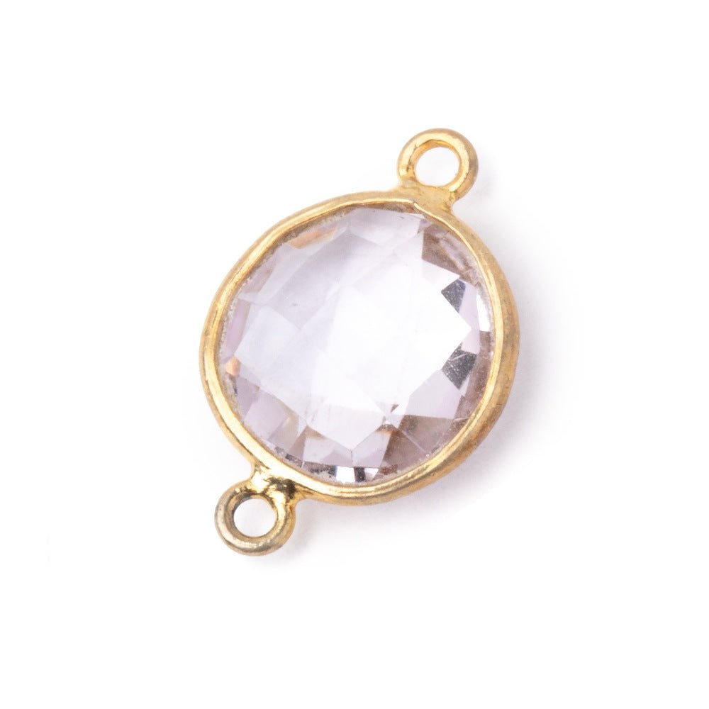 13mm Vermeil Bezel Pink Amethyst Faceted Coin Connector 1 piece - Beadsofcambay.com