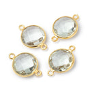 13mm Vermeil Bezel Prasiolite Faceted Coin Connector 1 piece - Beadsofcambay.com