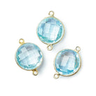 13mm Vermeil Bezel Swiss Blue Topaz Faceted Coin Connector 1 piece - Beadsofcambay.com