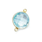 13mm Vermeil Bezel Swiss Blue Topaz Faceted Coin Connector 1 piece - Beadsofcambay.com