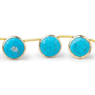 13mm Vermeil Bezel Turquoise Howlite Top Drilled Coins 6 inch 8 Beads - Beadsofcambay.com
