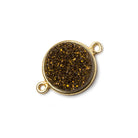 14mm Vermeil Bezeled Metallic Bronze Drusy Coin Connector 1 piece - Beadsofcambay.com