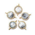 13mm Vermeil CZ Bezel & Dendritic Opal faceted coin Connector 1 piece - Beadsofcambay.com