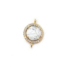 13mm Vermeil CZ Bezel & Dendritic Opal faceted coin Connector 1 piece - Beadsofcambay.com