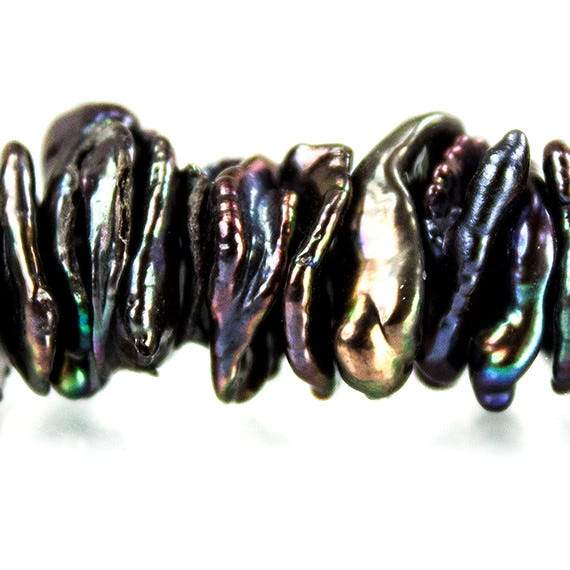 13x10-14x11mm Peacock Center Drilled Keshi Freshwater Pearls 17 inch 101 pcs - Beadsofcambay.com