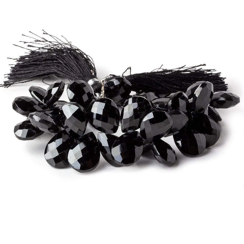 13x10-15x11mm Black Spinel faceted pears 7 inch 41 beads - Beadsofcambay.com
