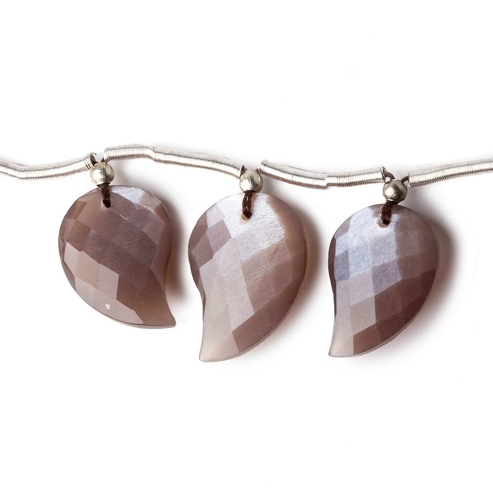 13x10-16x12mm Chocolate Brown Moonstone faceted leaf strand 11 beads AAA - Beadsofcambay.com