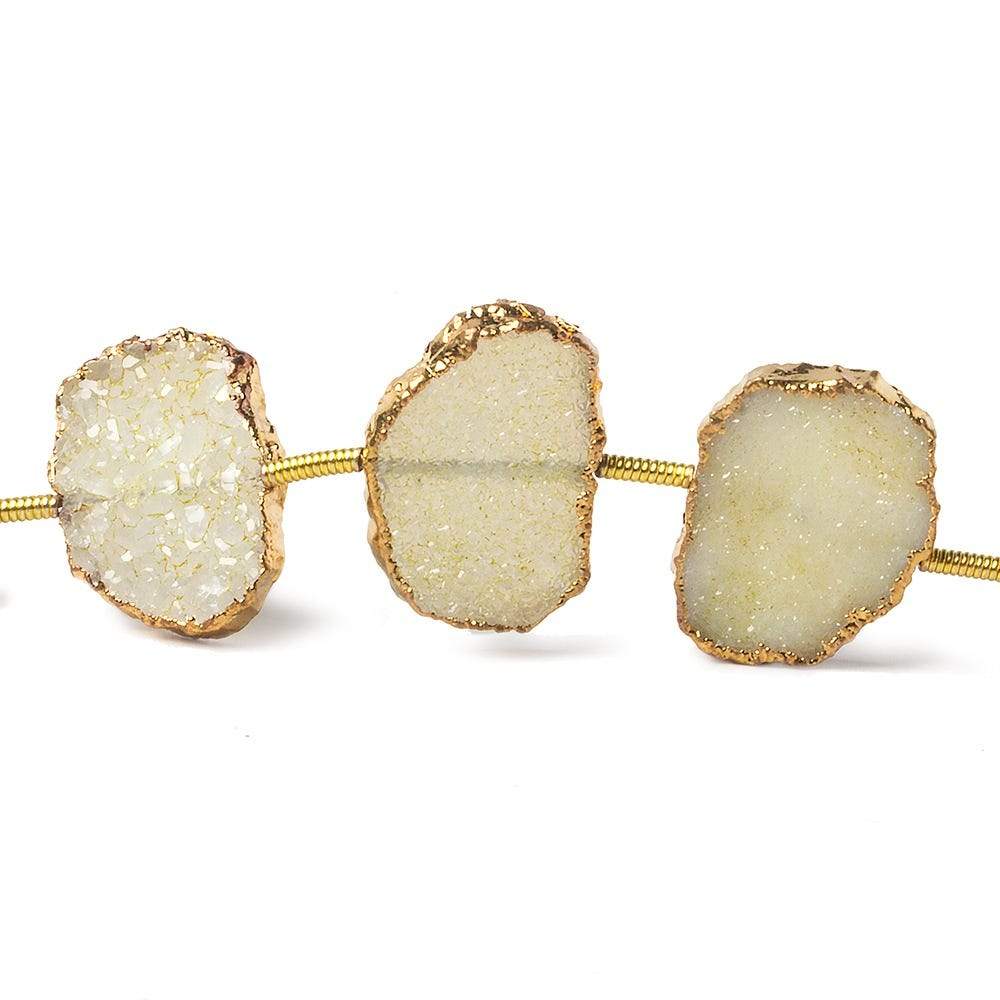 13x10-16x12mm Gold Leafed Warm White Drusy Slice Beads 6.5 inch 10 pieces - Beadsofcambay.com
