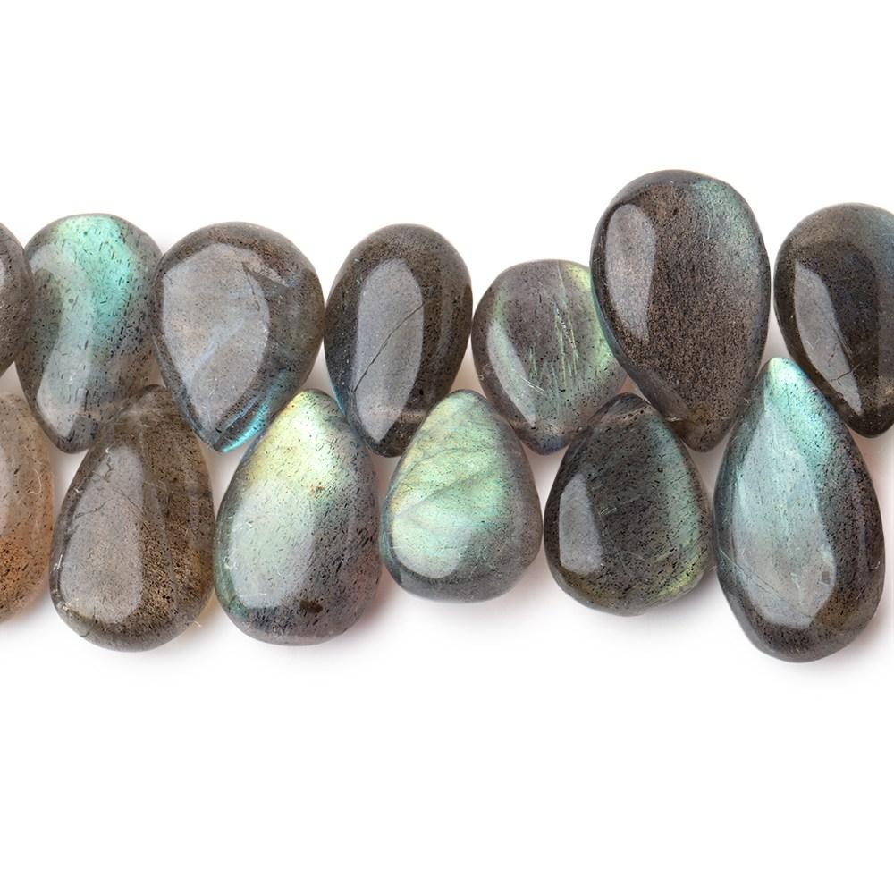 12x8-16x9mm Labradorite Plain Pear Beads 8 inch 44 pieces AA Grade - Beadsofcambay.com