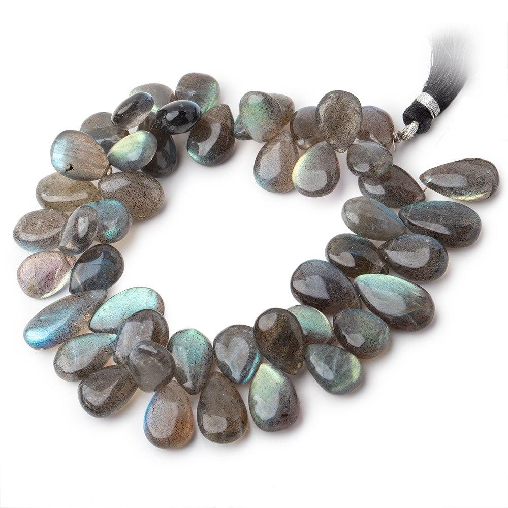 12x8-16x9mm Labradorite Plain Pear Beads 8 inch 44 pieces AA Grade - Beadsofcambay.com