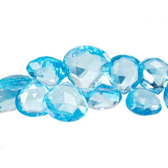13x10-17x13mm Swiss Blue Topaz Faceted Pear Beads 8 inch 9 pieces AAA - Beadsofcambay.com