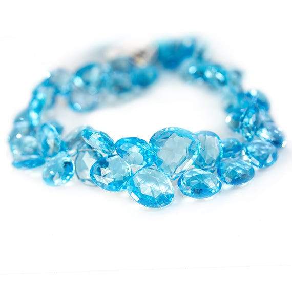 13x10-17x13mm Swiss Blue Topaz Faceted Pear Beads 8 inch 9 pieces AAA - Beadsofcambay.com