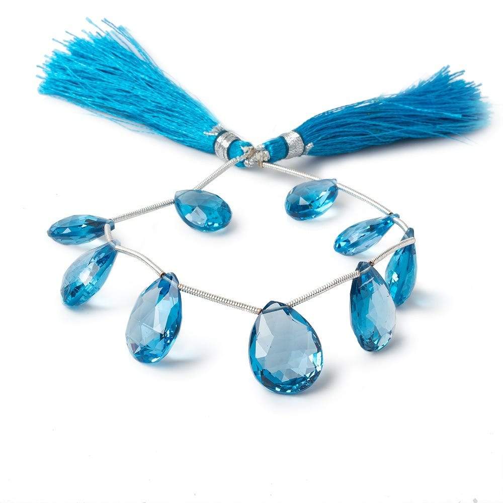 13x10-17x13mm Swiss Blue Topaz Faceted Pear Beads 8 inch 9 pieces AAA - Beadsofcambay.com