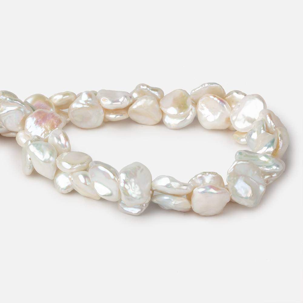 13x10-17x14mm Off White Keshi Side Drilled Freshwater Pearls 16 inch 31 pieces - Beadsofcambay.com
