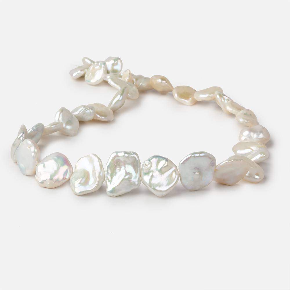 13x10-17x14mm Off White Keshi Side Drilled Freshwater Pearls 16 inch 31 pieces - Beadsofcambay.com