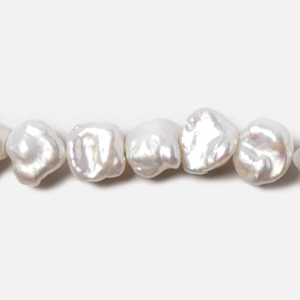 13x10-17x14mm Off White Keshi Side Drilled Freshwater Pearls 16 inch 31 pieces - Beadsofcambay.com