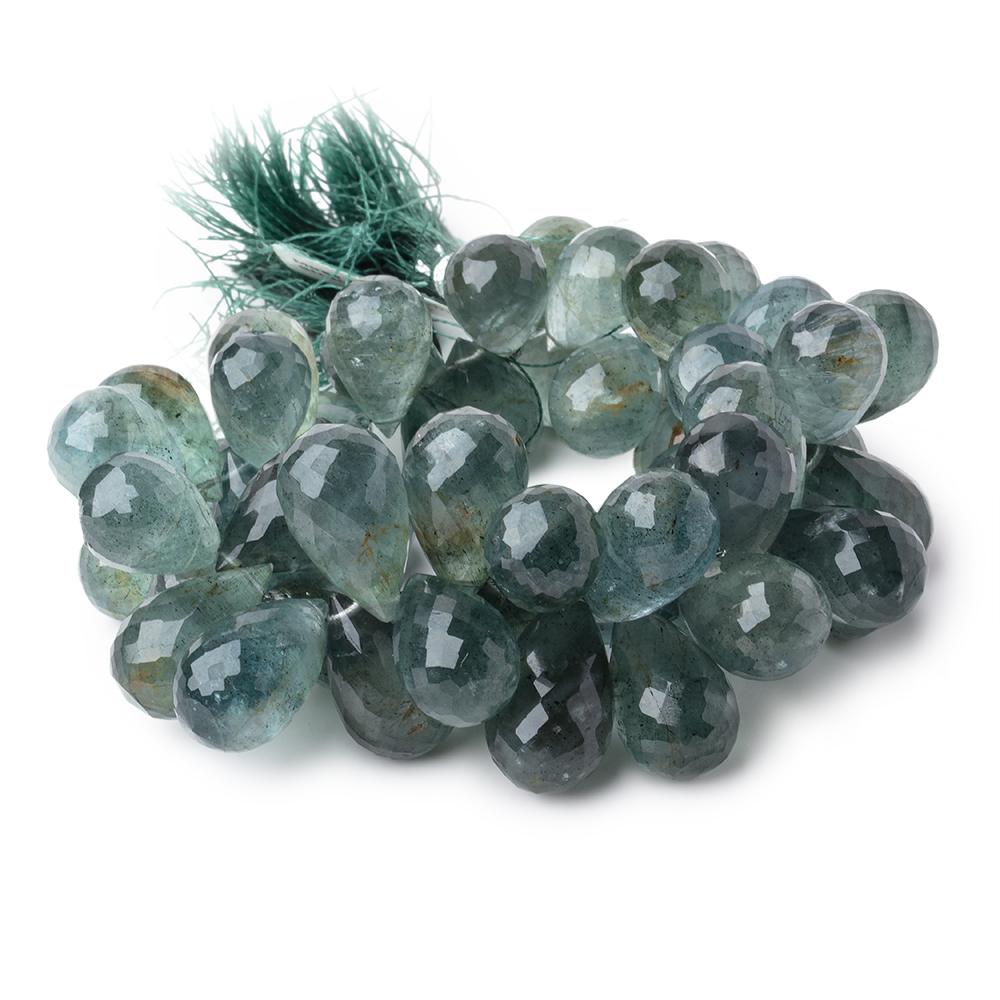13x10-19x11mm Moss Aquamarine Faceted Tear Drop Beads 7 inch 51 pieces - Beadsofcambay.com
