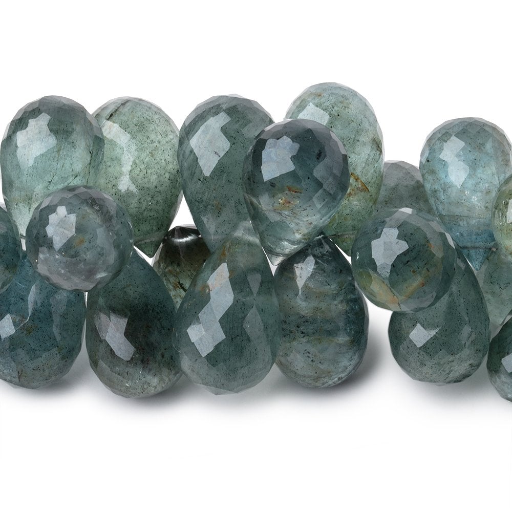 13x10-19x11mm Moss Aquamarine Faceted Tear Drop Beads 7 inch 51 pieces - Beadsofcambay.com