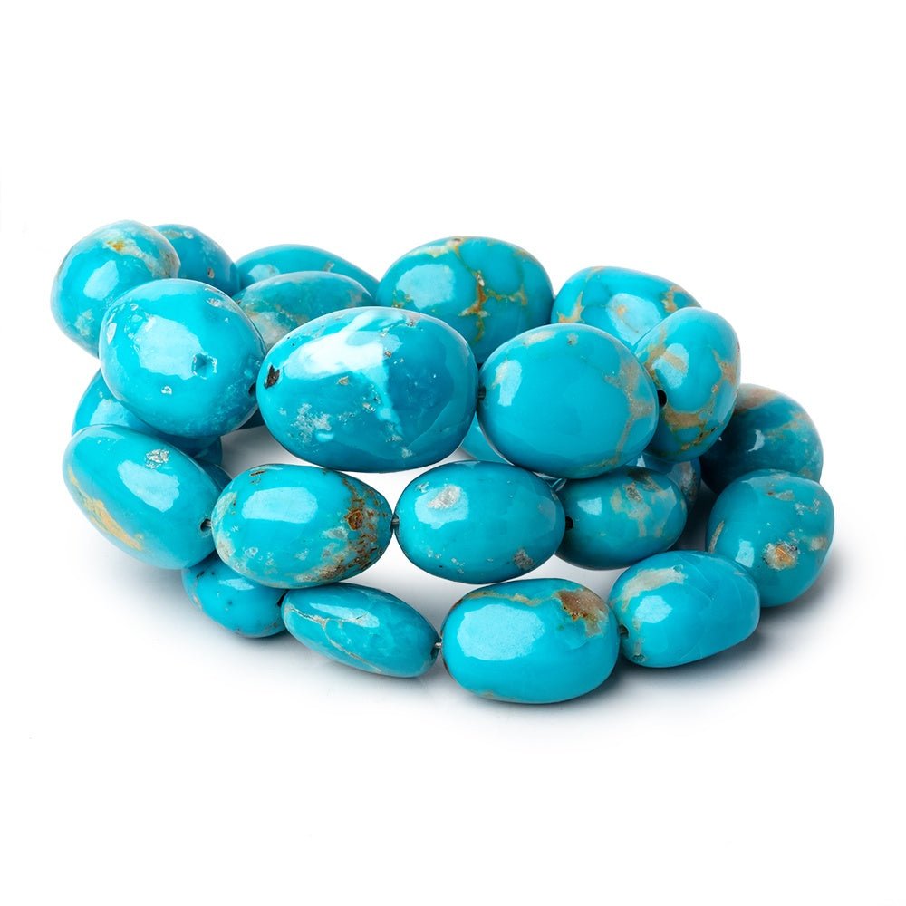 13x10-22x16mm Armenian Turquoise Plain Nugget Beads 20 inch 29 pieces AAA - Beadsofcambay.com