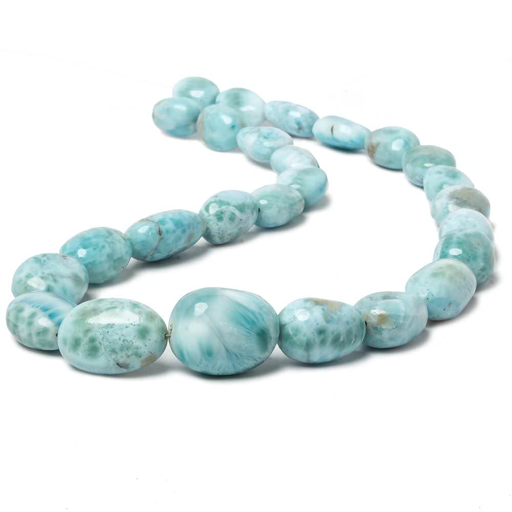 13x10-23x18mm Larimar plain nugget beads 18 inch 25 pieces AAA Grade - Beadsofcambay.com