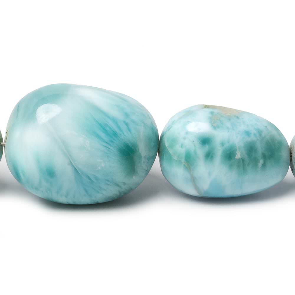 13x10-23x18mm Larimar plain nugget beads 18 inch 25 pieces AAA Grade - Beadsofcambay.com