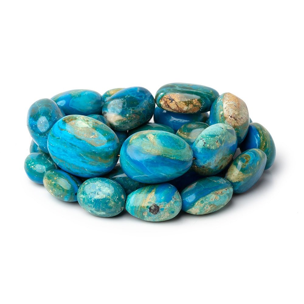 13x10-25x19mm Peruvian Blue Opalina Plain Nuggets 20 inch 28 Beads AA - Beadsofcambay.com