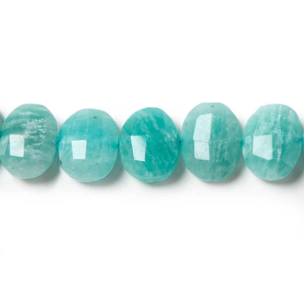 13x10mm Amazonite side drilled Faceted Cushion Beads 7 inch 18 pieces - Beadsofcambay.com
