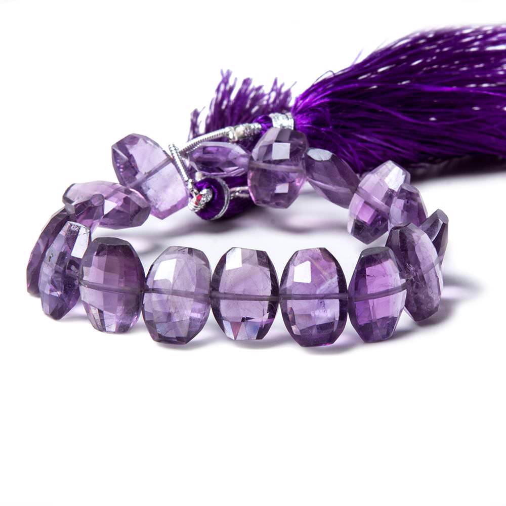 13x10mm Amethyst side drilled Faceted Cushion Beads 7 inch 15 pieces - Beadsofcambay.com