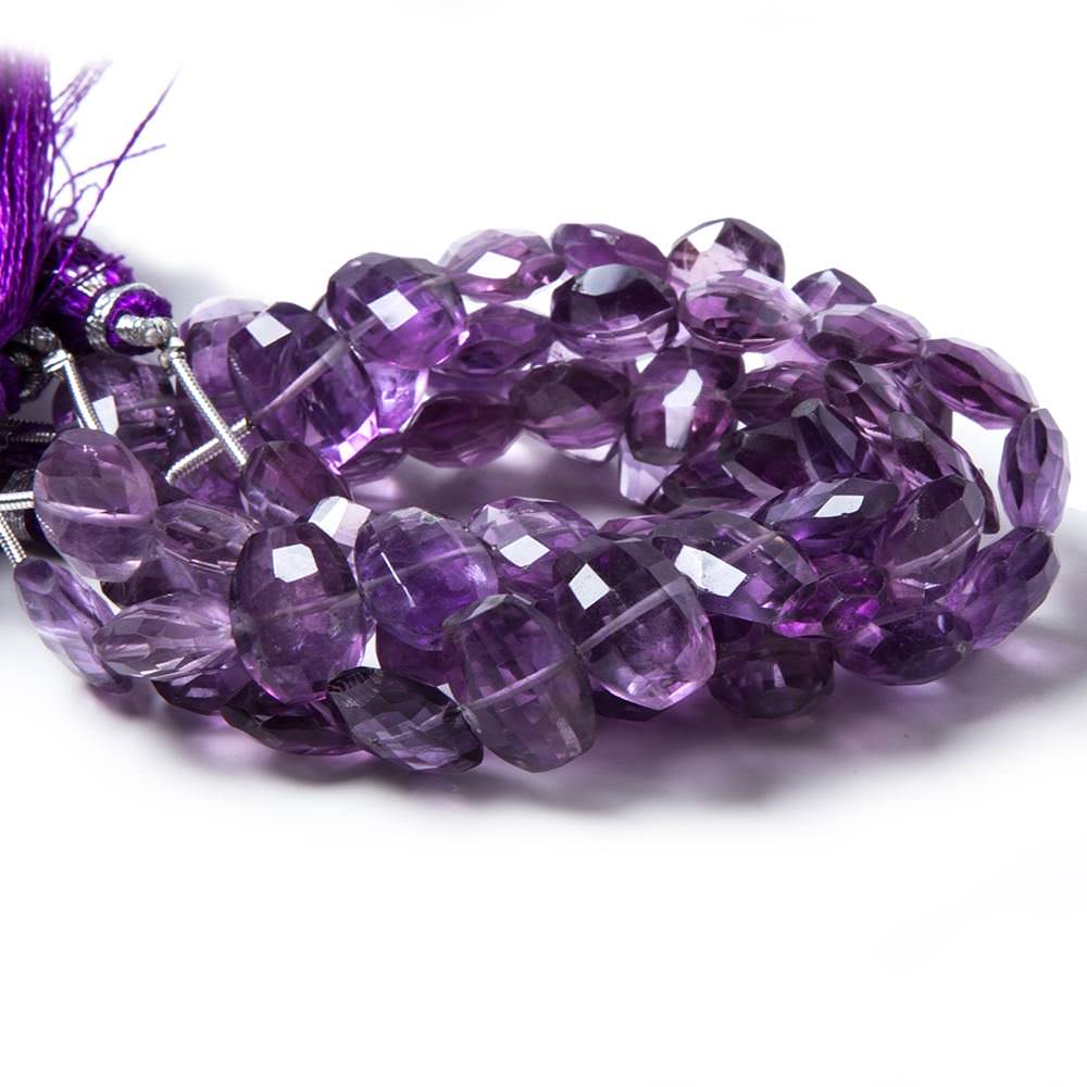 13x10mm Amethyst side drilled Faceted Cushion Beads 7 inch 15 pieces - Beadsofcambay.com