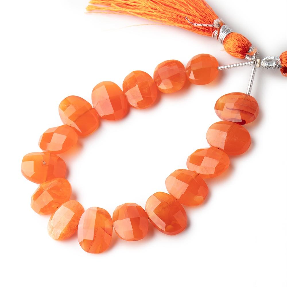 13x10mm Carnelian side drilled Faceted Cushion Beads 6 inch 16 pieces - Beadsofcambay.com