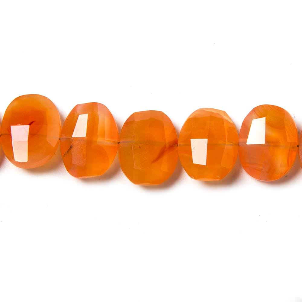 13x10mm Dark Carnelian side drilled Faceted Cushion Beads 7 inch 18 pieces - Beadsofcambay.com