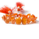 13x10mm Dark Carnelian side drilled Faceted Cushion Beads 7 inch 18 pieces - Beadsofcambay.com