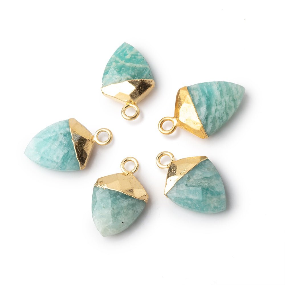 13x10mm Gold Leafed Amazonite Faceted Shield Focal Pendant 1 piece - Beadsofcambay.com