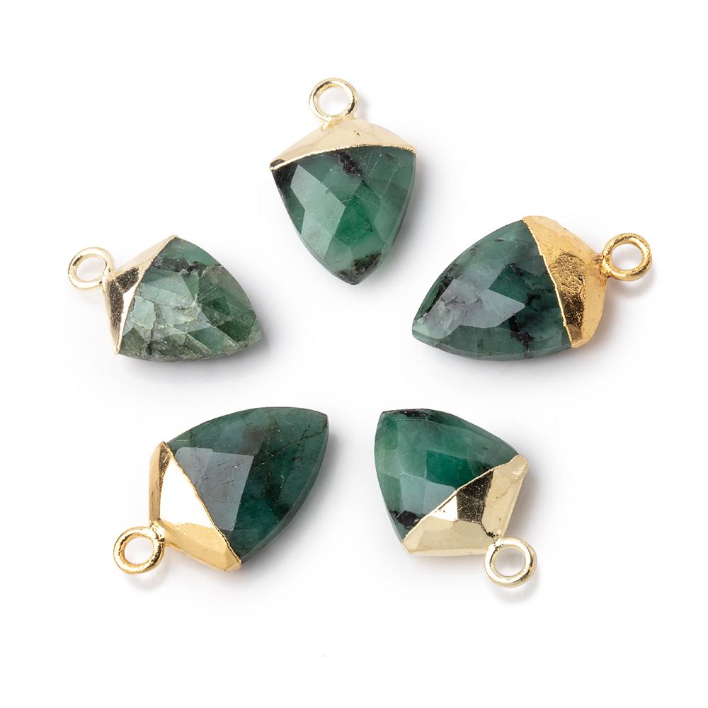 13x10mm Gold Leafed Emerald Faceted Shield Focal Pendant 1 piece - Beadsofcambay.com