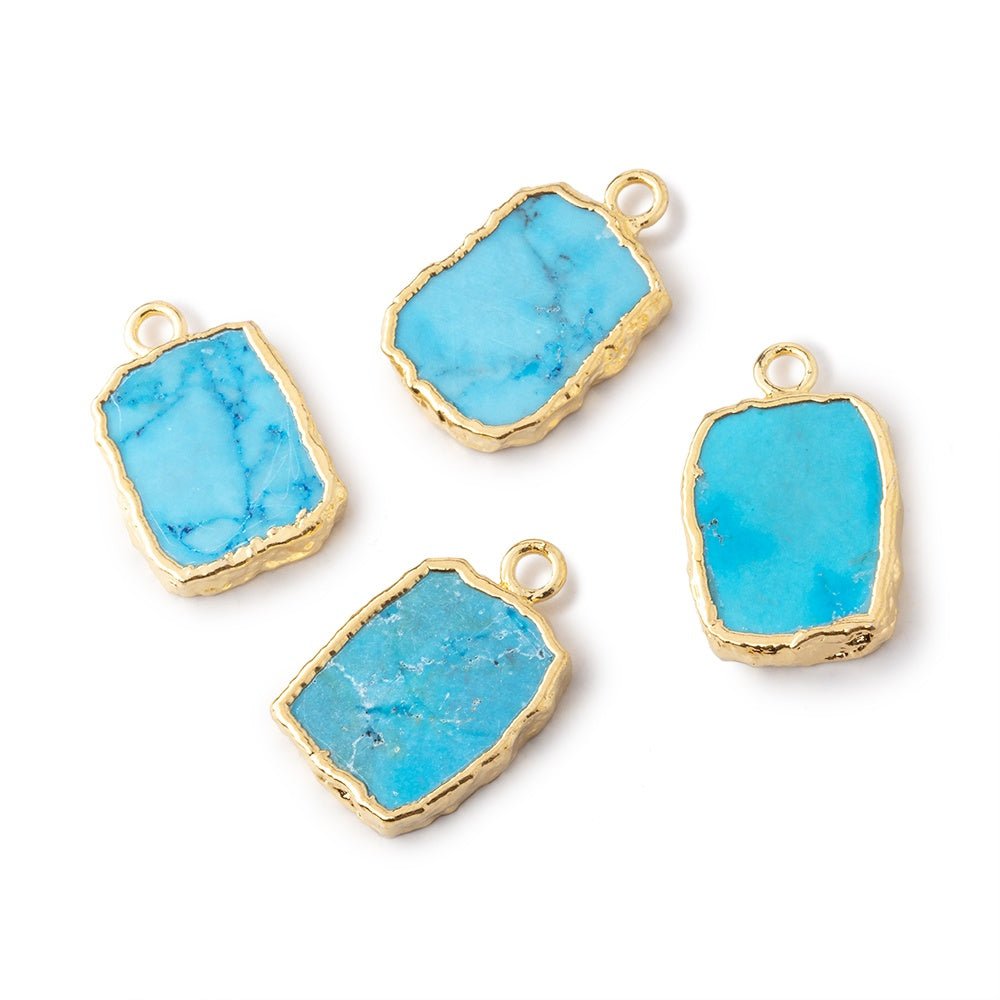 13x10mm Gold Leafed Turquoise Howlite Slice Focal Pendant 1 piece - Beadsofcambay.com